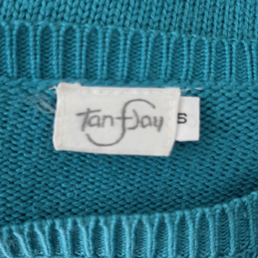 Tan Jay Lovebird Heart Novelty Knit Sweater Birds‎ Hearts Blue Womens Small